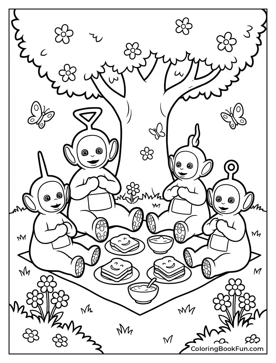 Teletubbies Picnic under Tree
