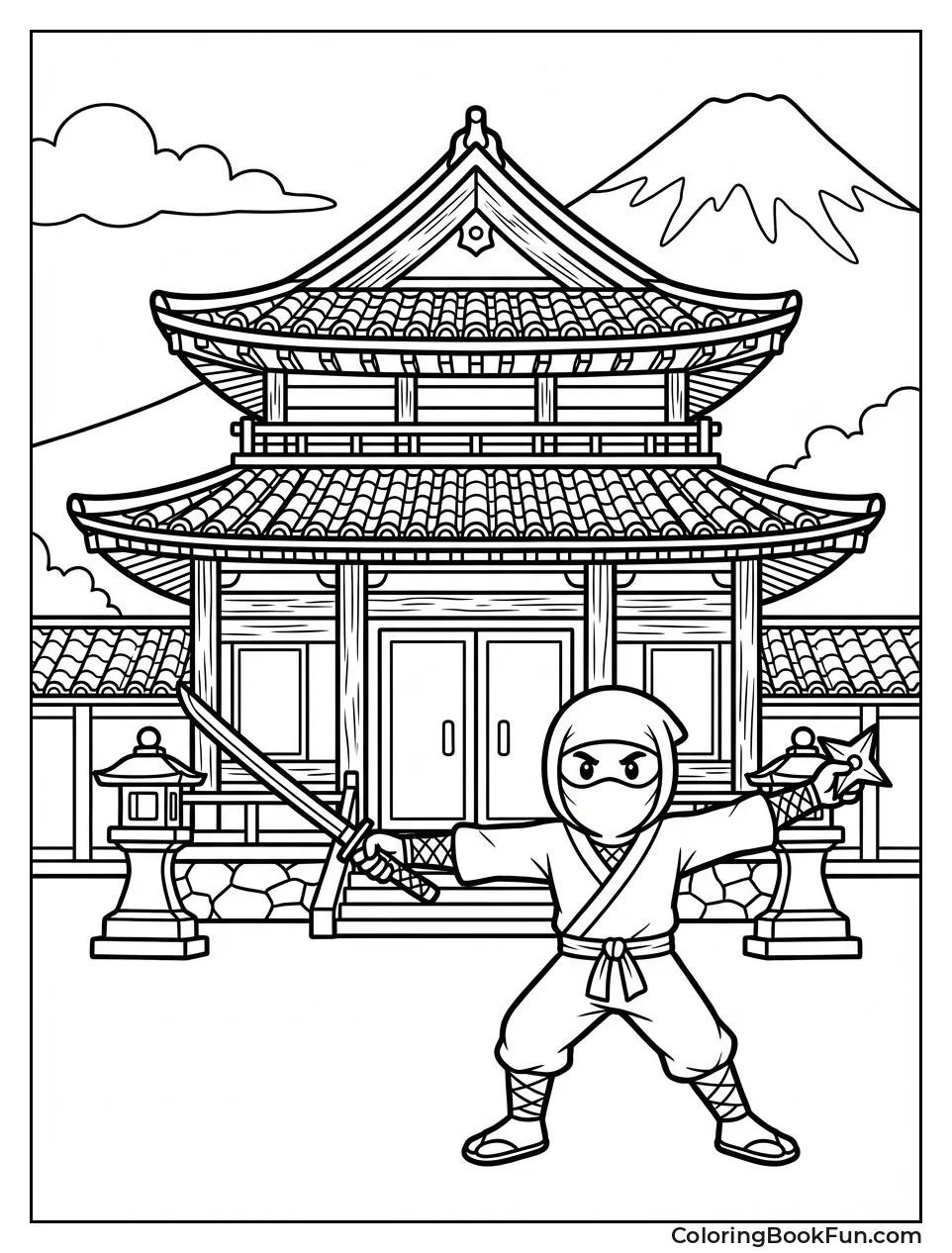 Ninja Guarding Temple Door
