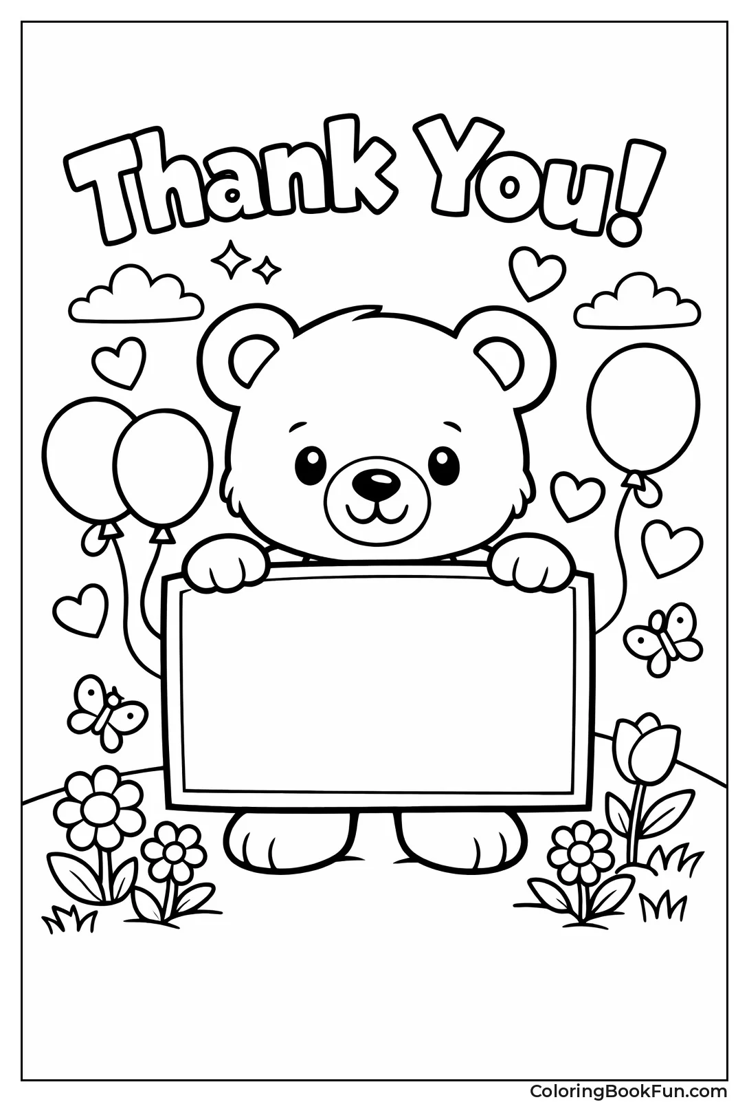 Bear Holds Blank Sign