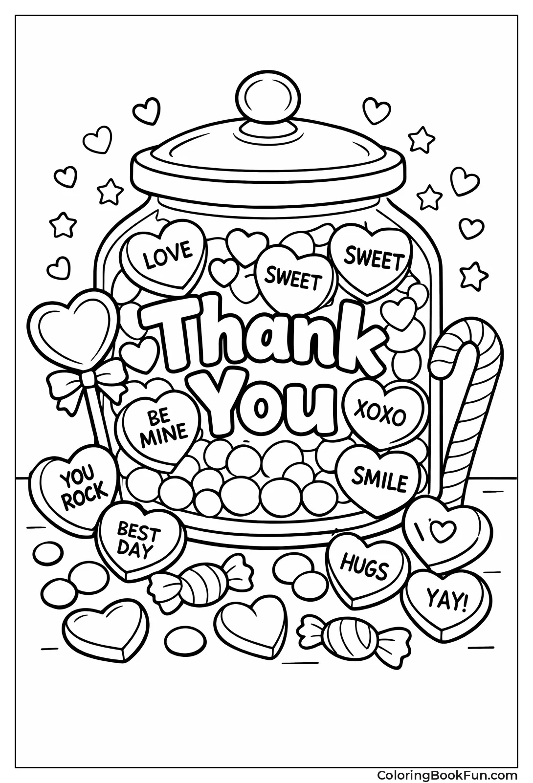 Candies Fill Thank You Jar
