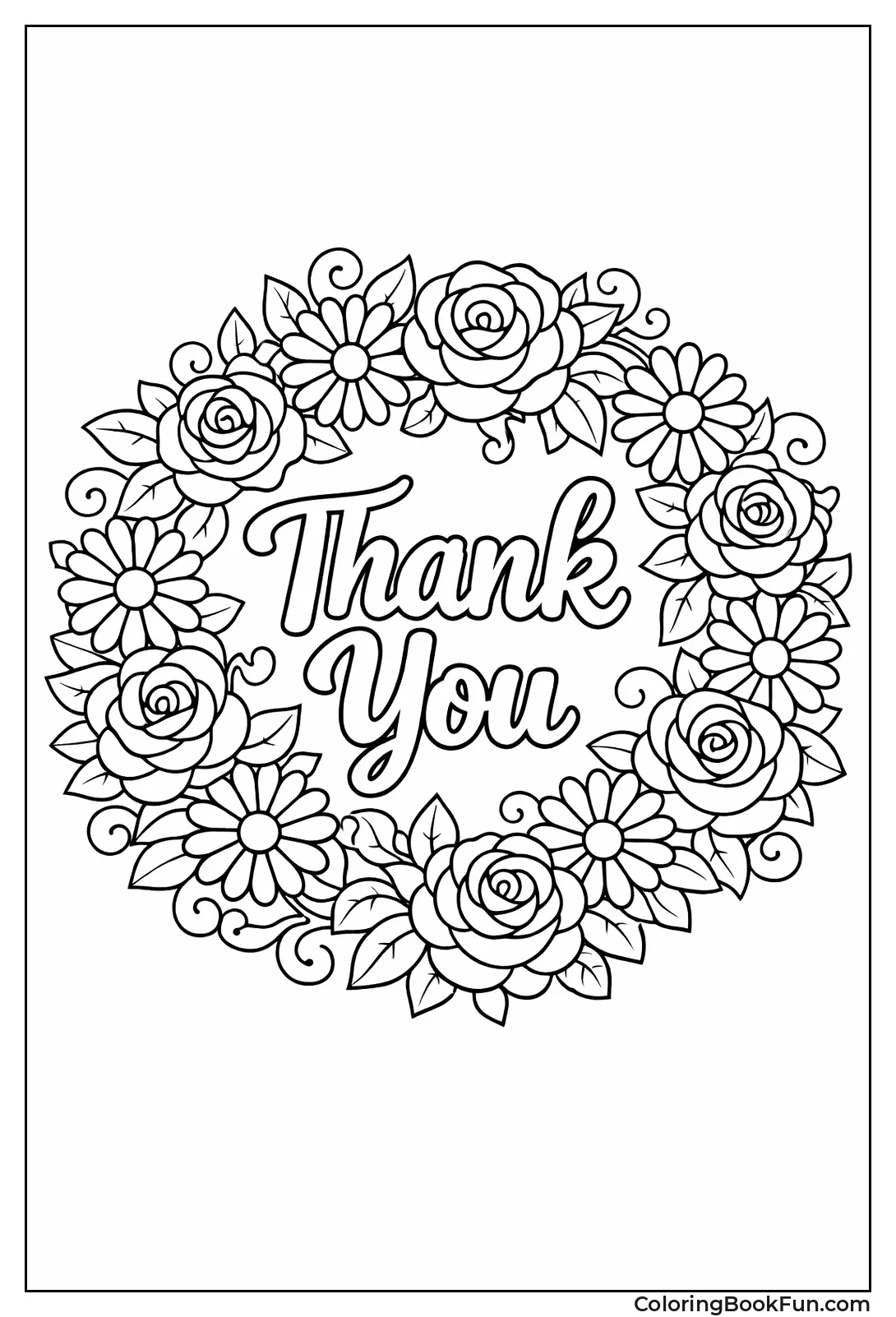 Thank You in Floral Wreath