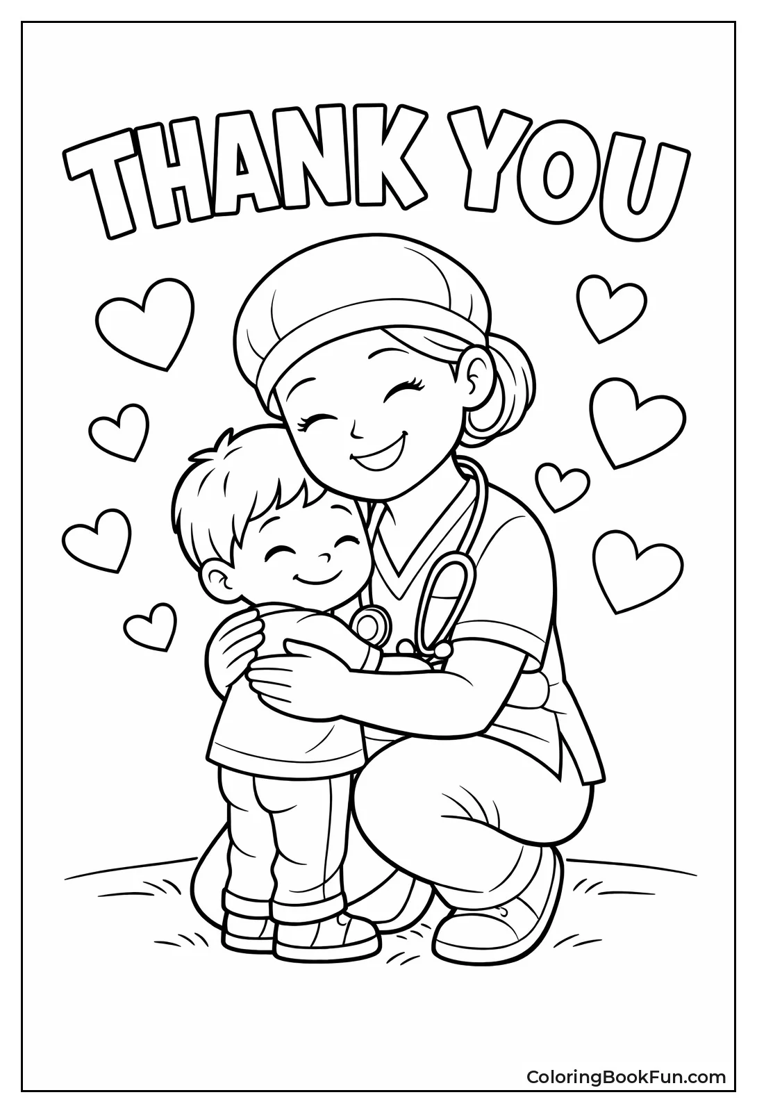 Child Hugging Grateful Nurse