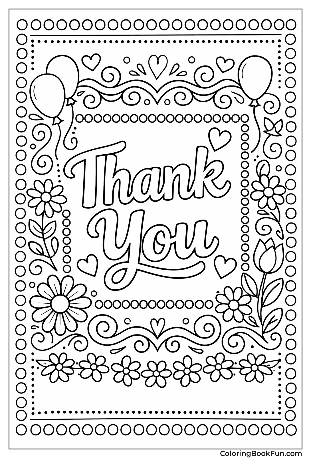 Polka Dots Border Thank You