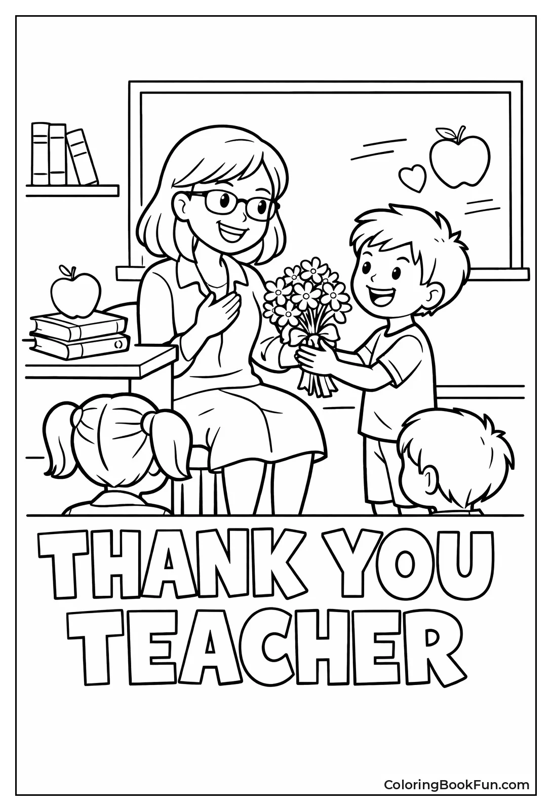 Student Giving Flowers to Teacher