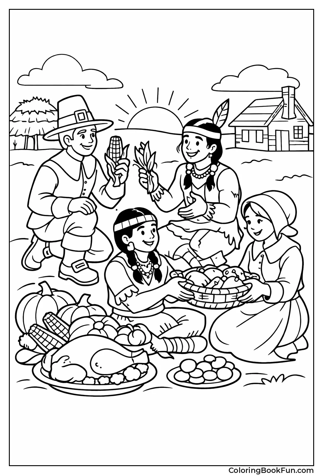 Pilgrims Sharing Food