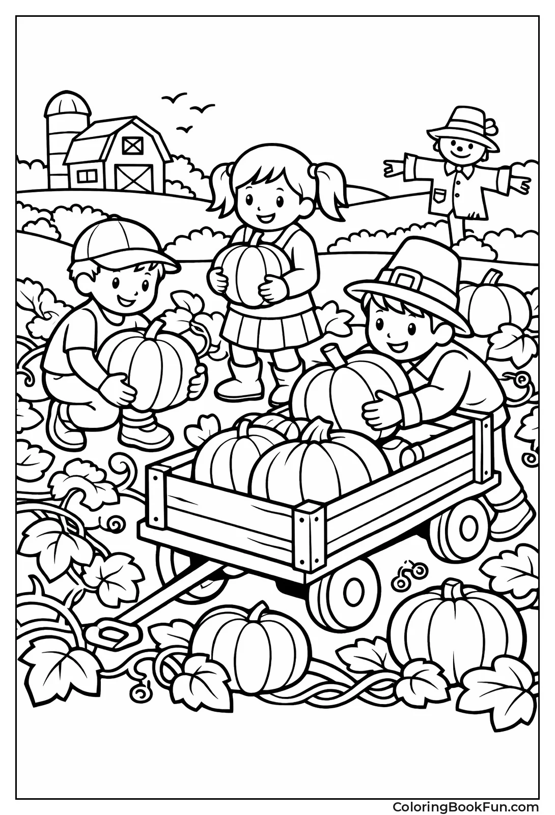 Kids Picking Pumpkins