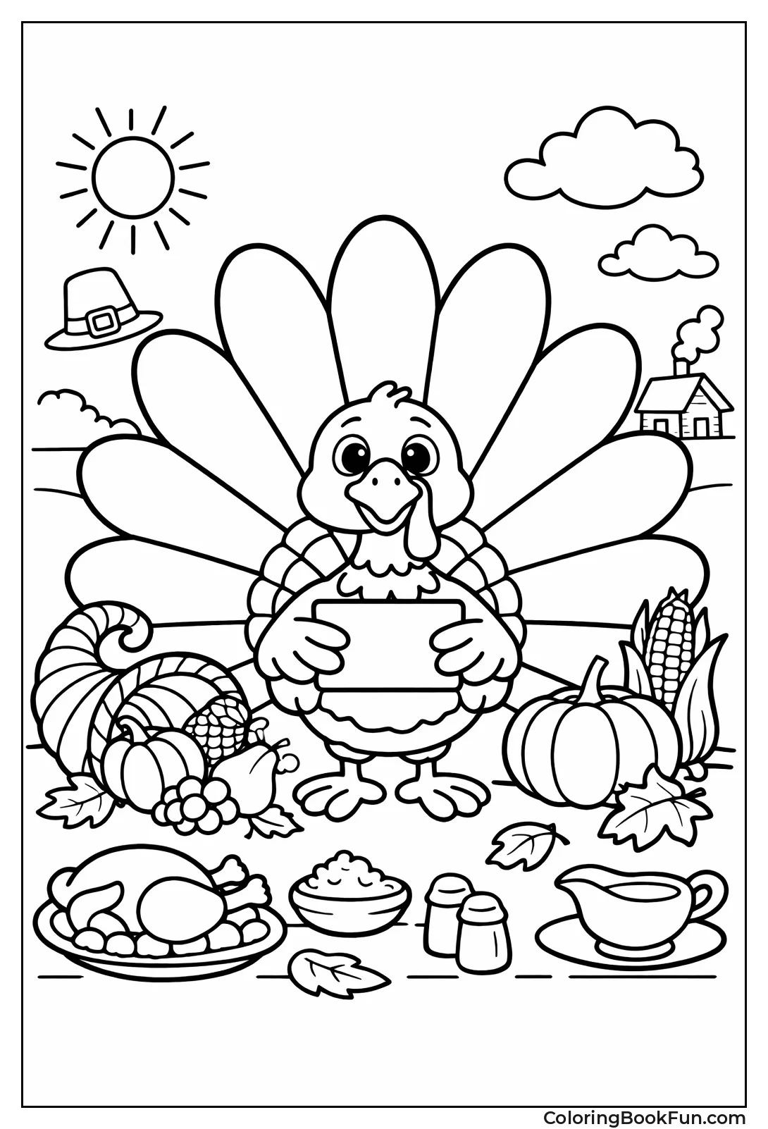 Turkey with Blank Feathers