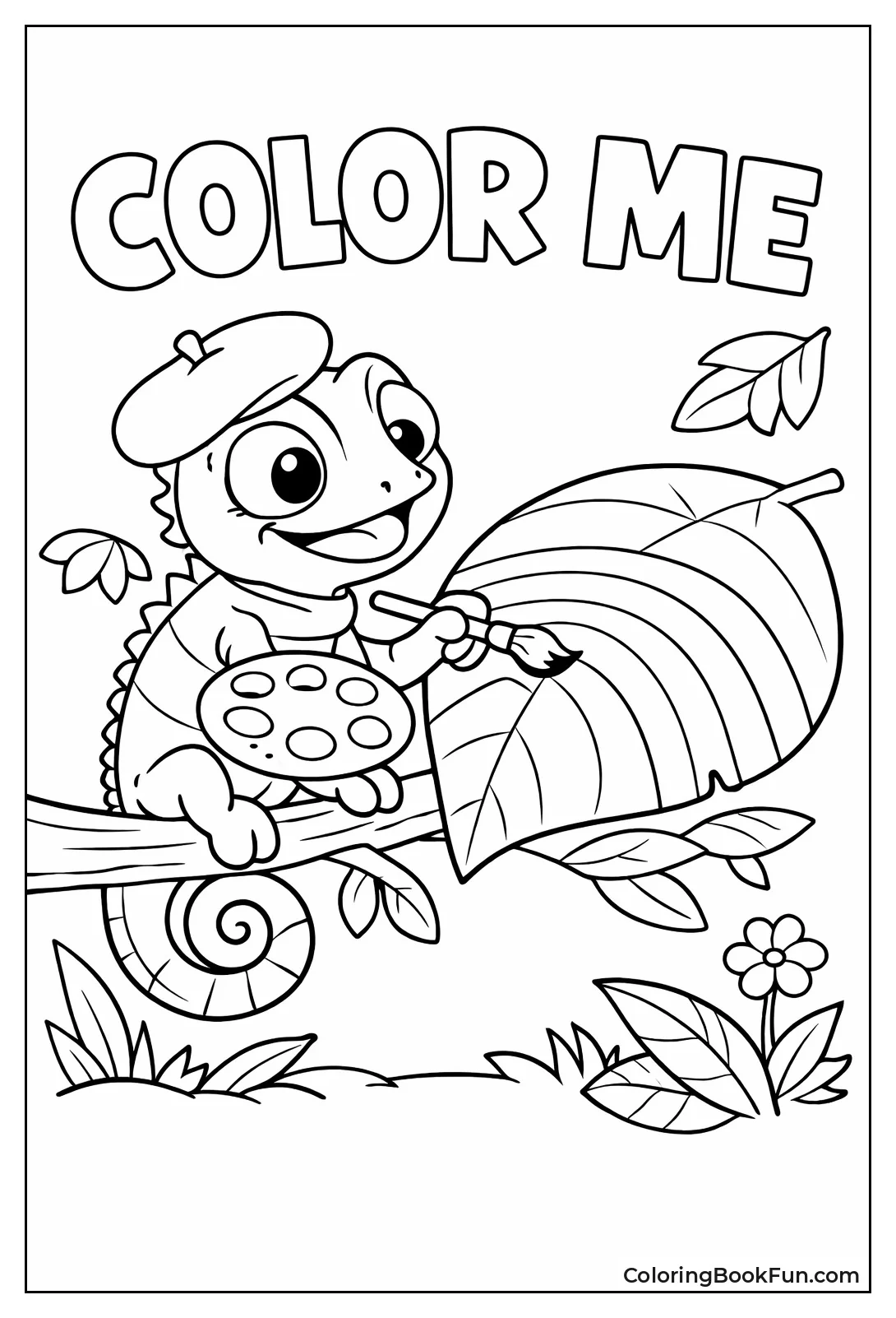 Artist Chameleon Paints Leaf