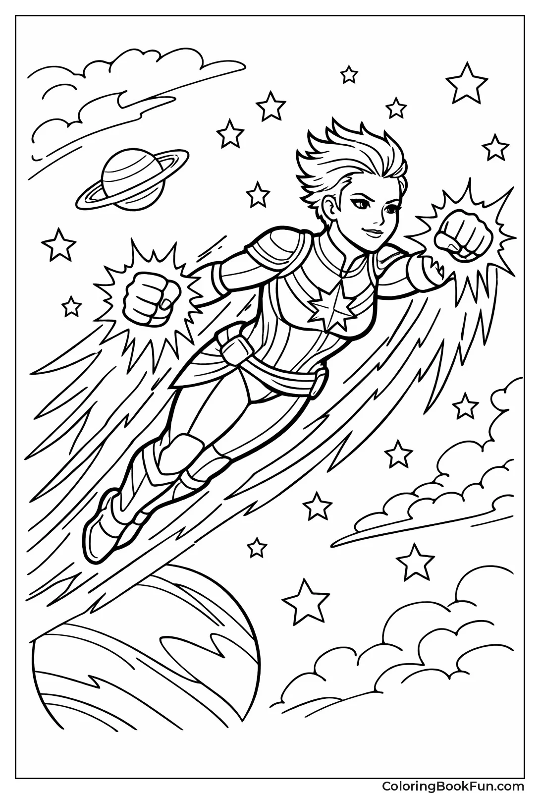 Captain Marvel Flies Through Space