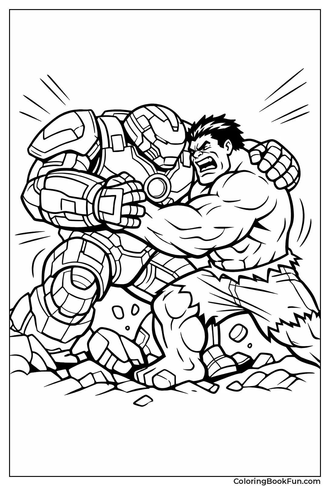 Hulkbuster Battles Raging Hulk