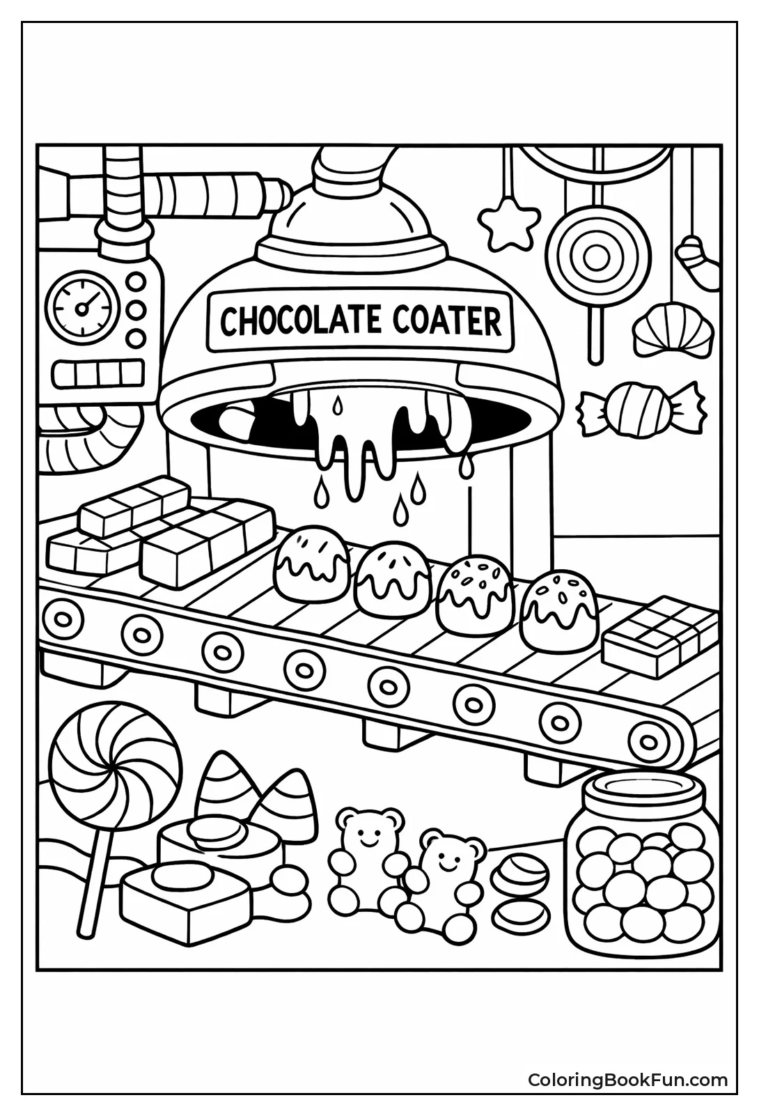 Factory Conveyor Belt Chocolates
