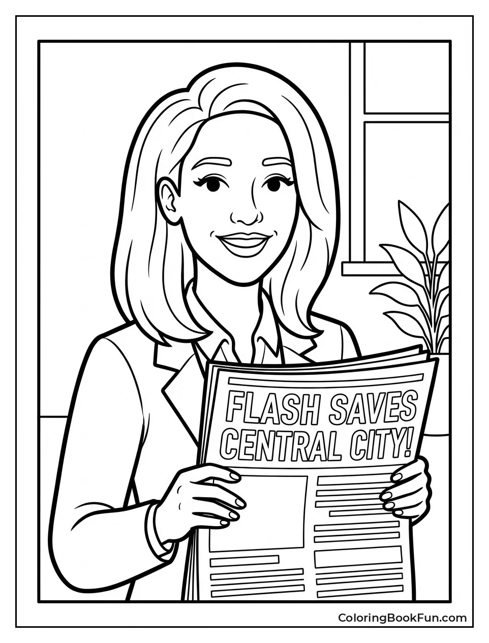 Iris Holds Newspaper Smile