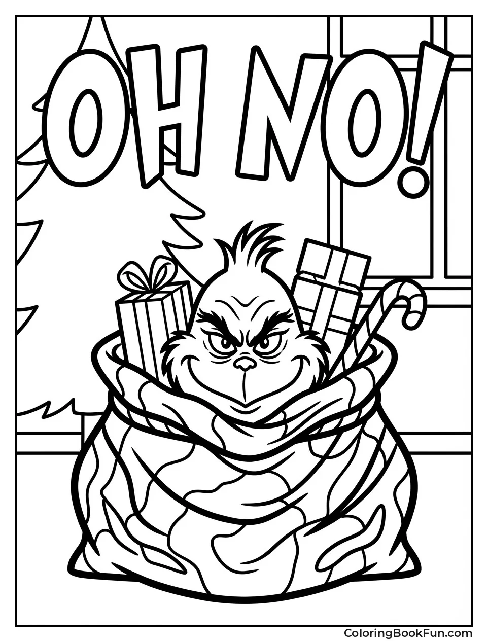 Grinch Peeks from Sack