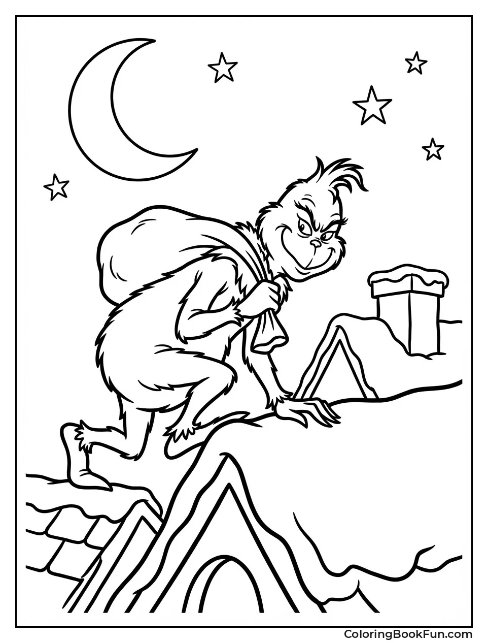 Grinch Creeps Rooftop Chimney