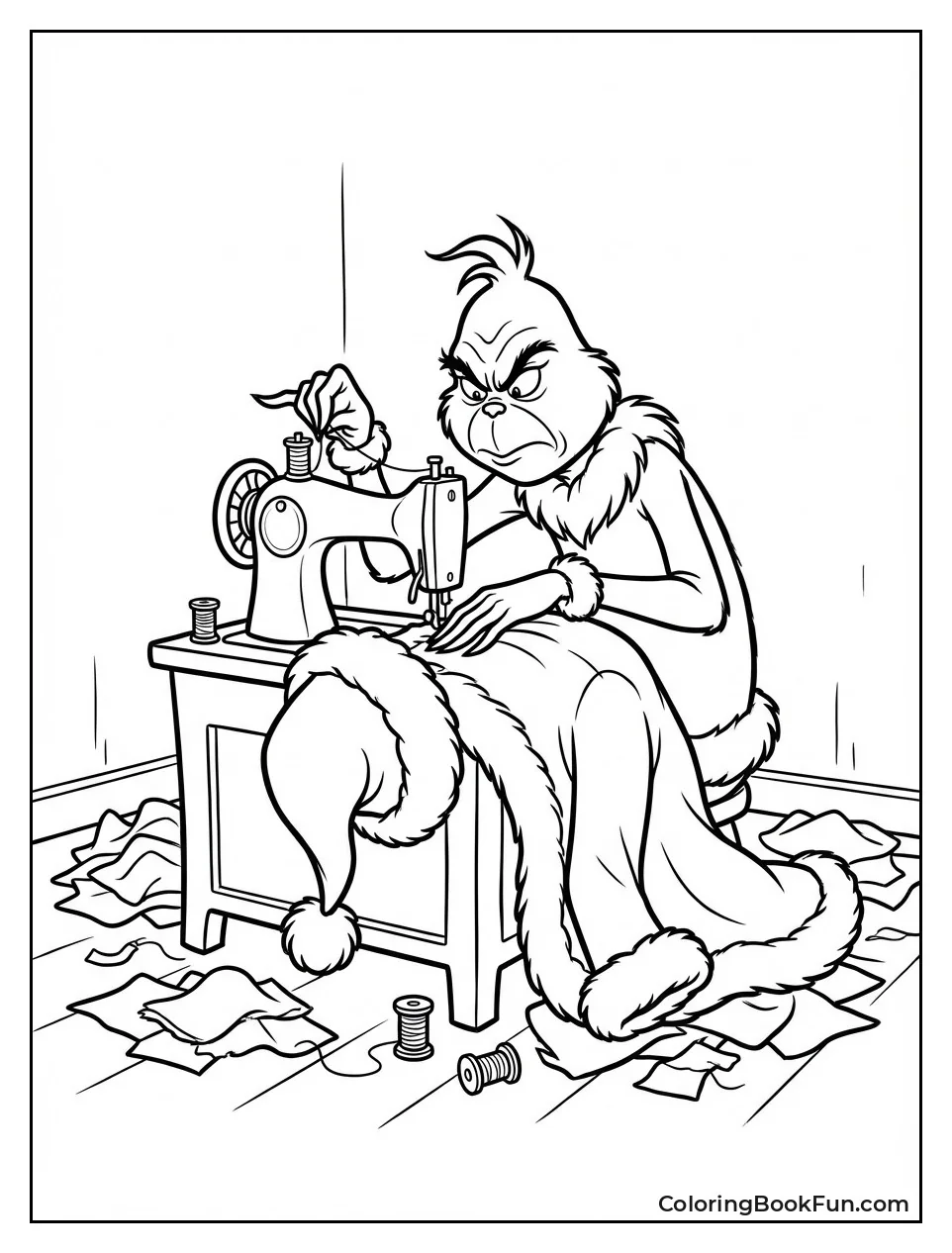 Grinch Sews Santa Outfit
