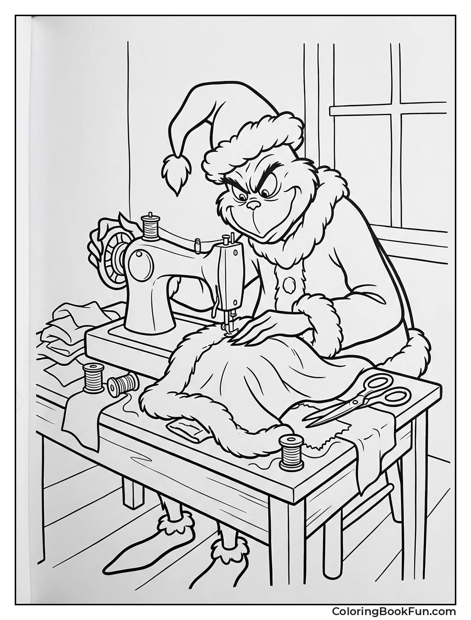 Grinch Sews Santa Outfit
