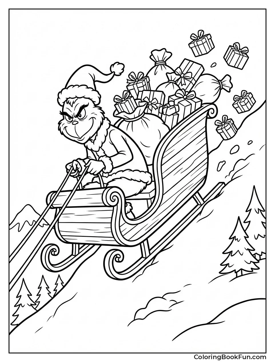 Sleigh Dumps Toys Downhill