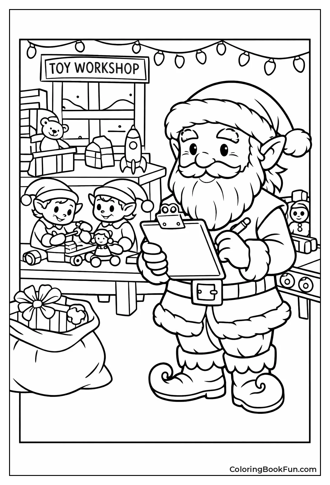 Head Elf Holding Clipboard