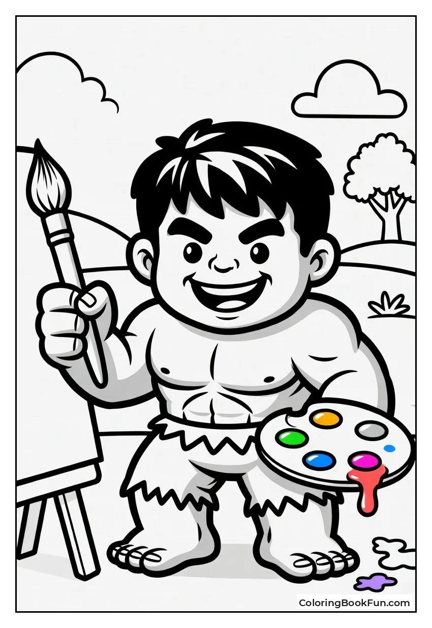 Hulk Paints Colorful Landscape Picture