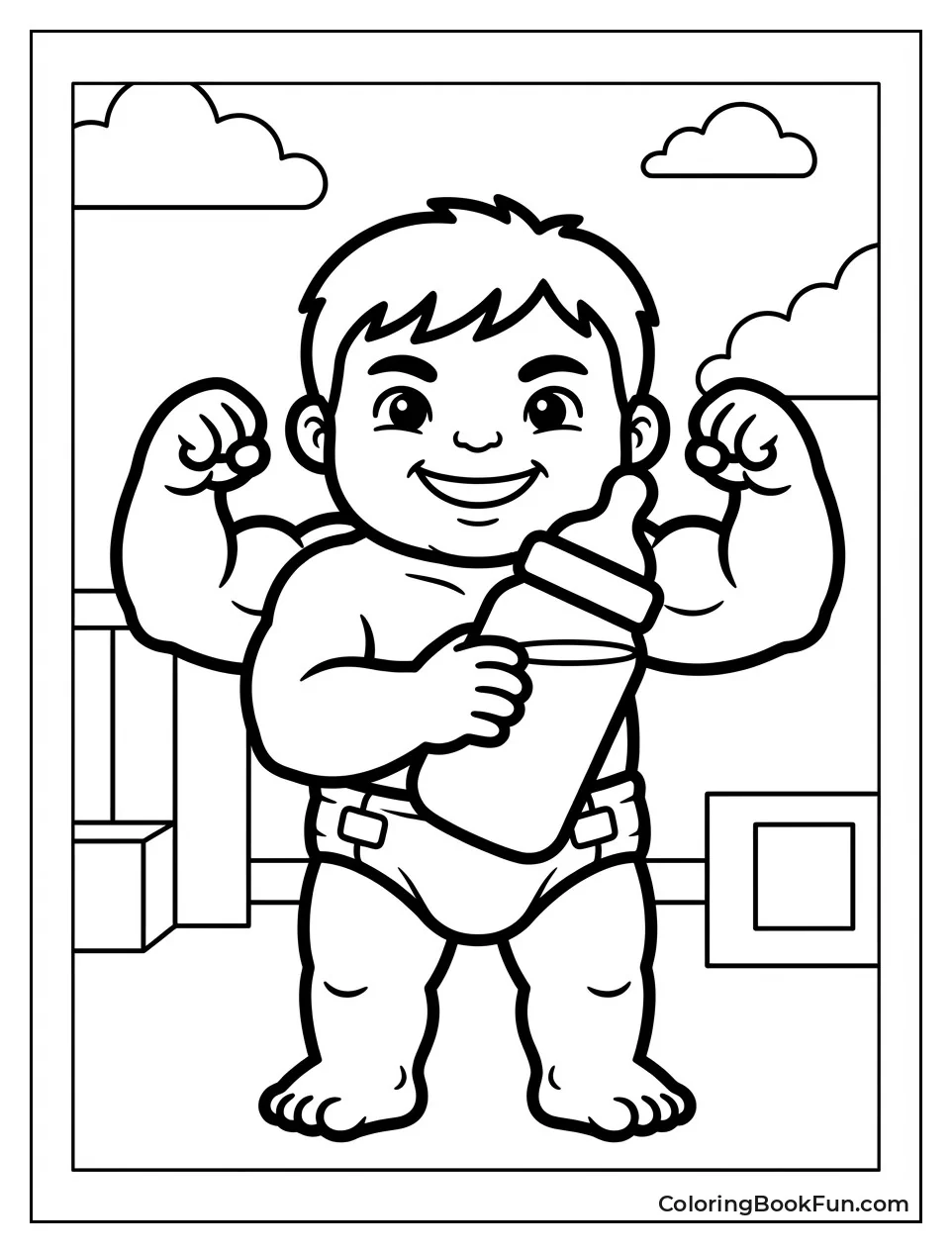 Cute Baby Hulk Holds Bottle