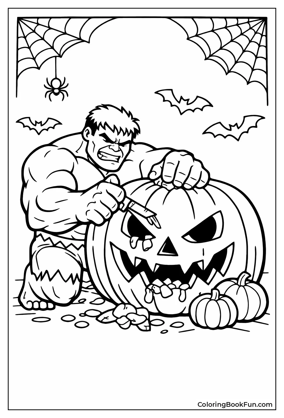 Hulk Carves Scary Halloween Pumpkin