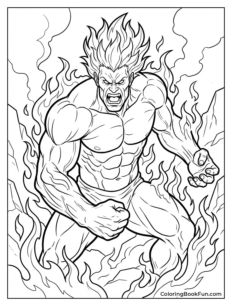 Red Hulk Roars with Flames