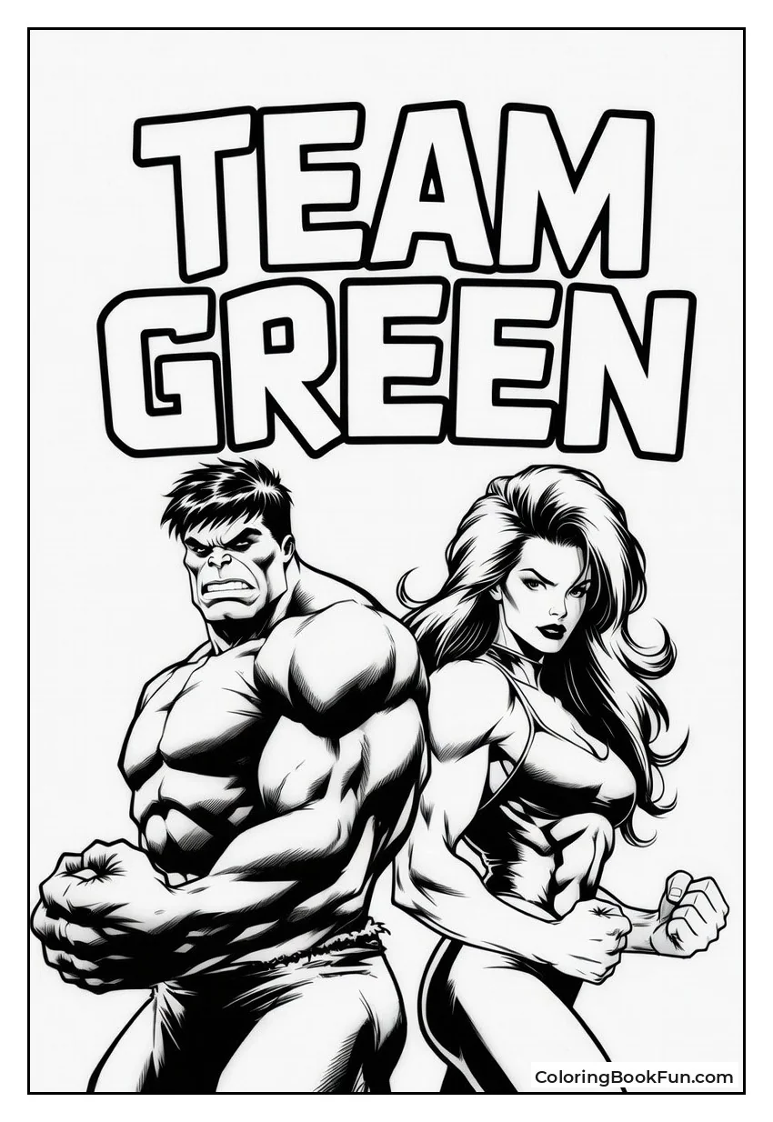 Hulk and She-Hulk Stand Back-to-Back