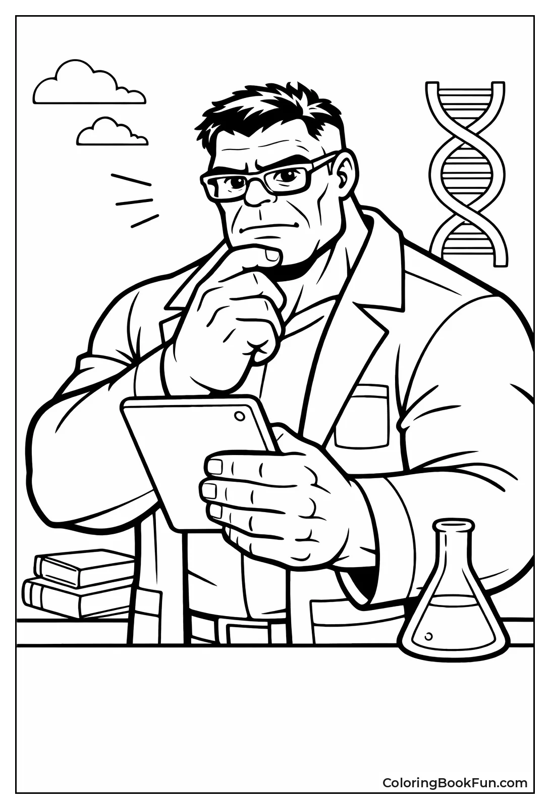 Smart Hulk Holds Lab Tablet