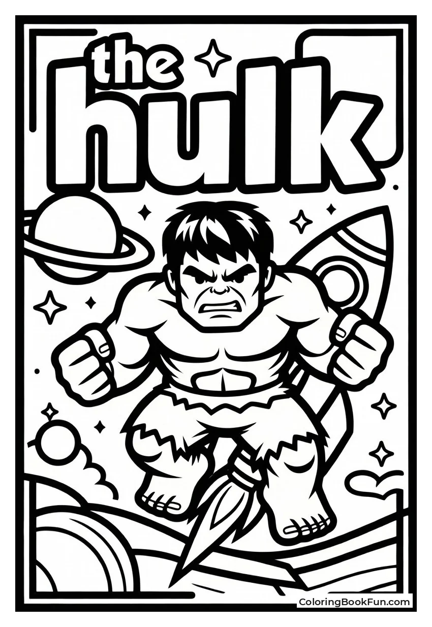 Hulk Floats Near Space Rocket