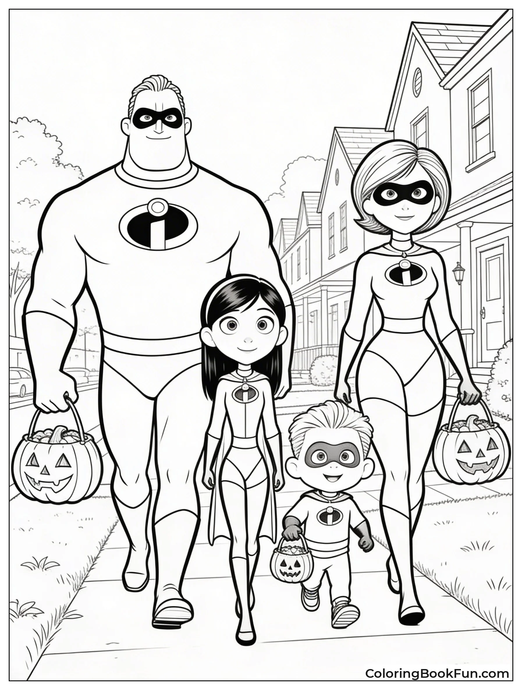 Family Trick-or-Treats in Super Suits