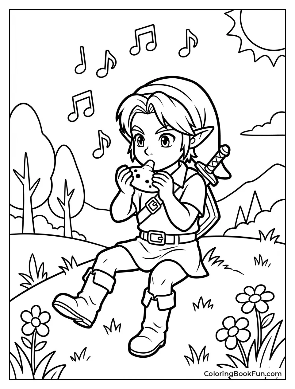 Link Plays Ocarina Notes