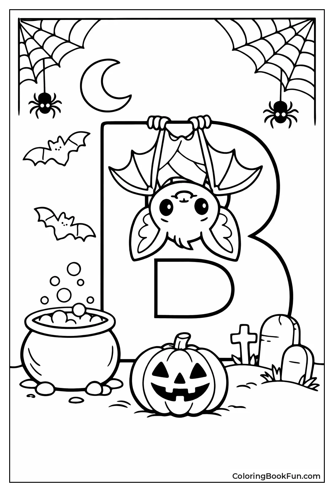 Cute Bat Hanging on B