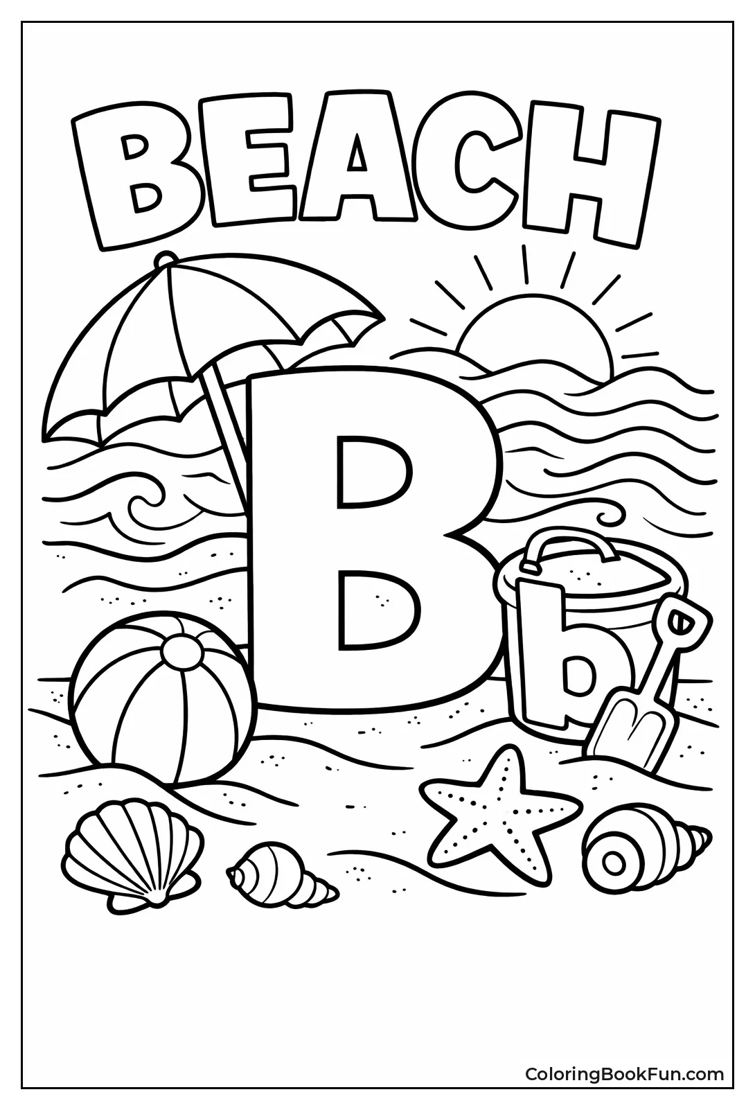 Beach with B Sand Bucket