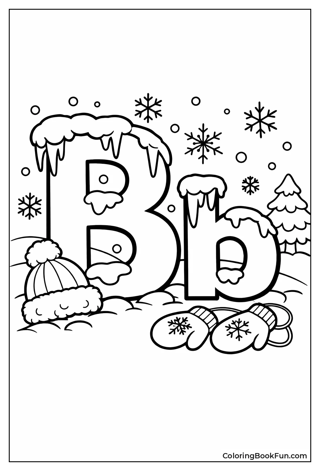 Snowy B with Snowflakes