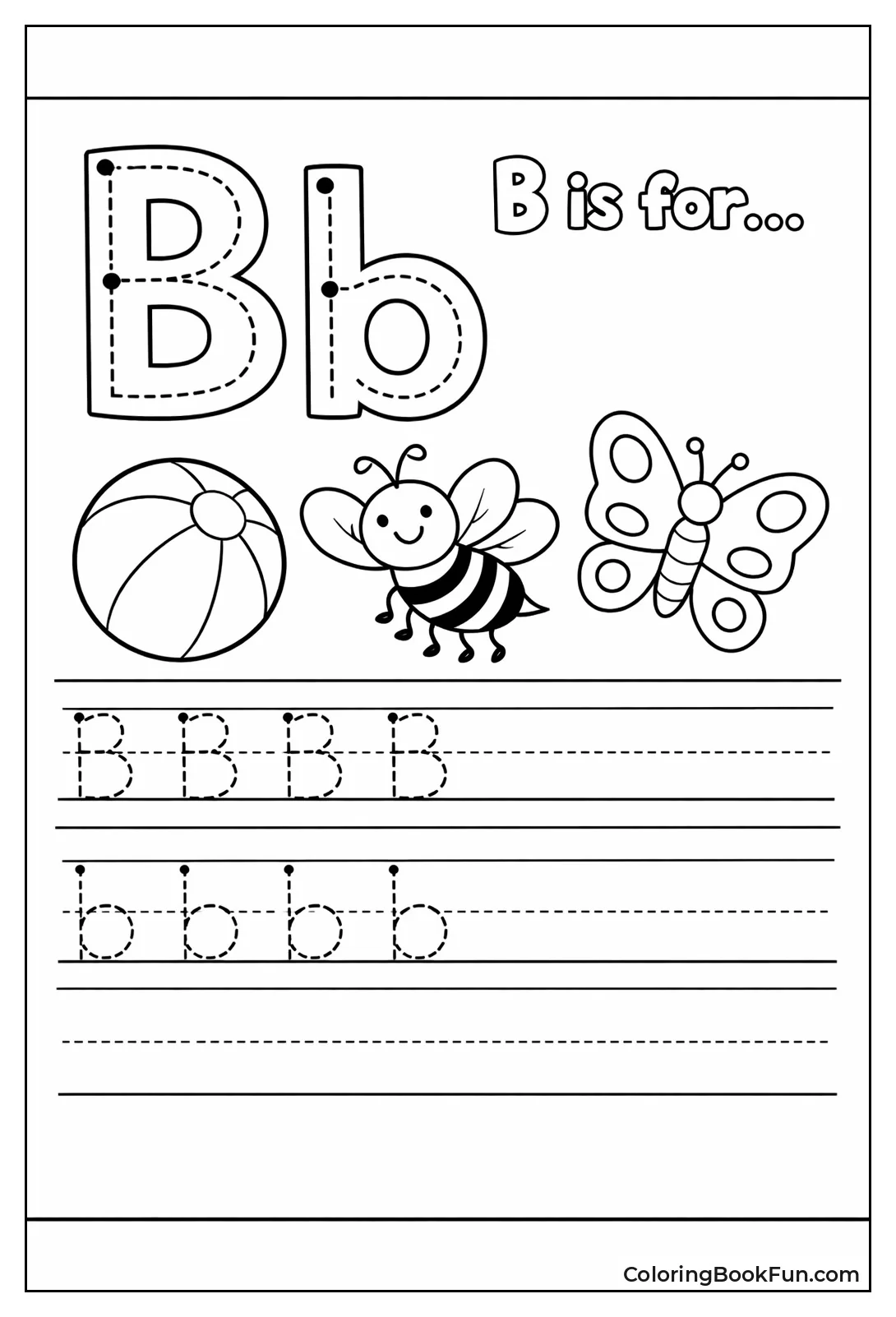 Dashed Bs with Practice Lines