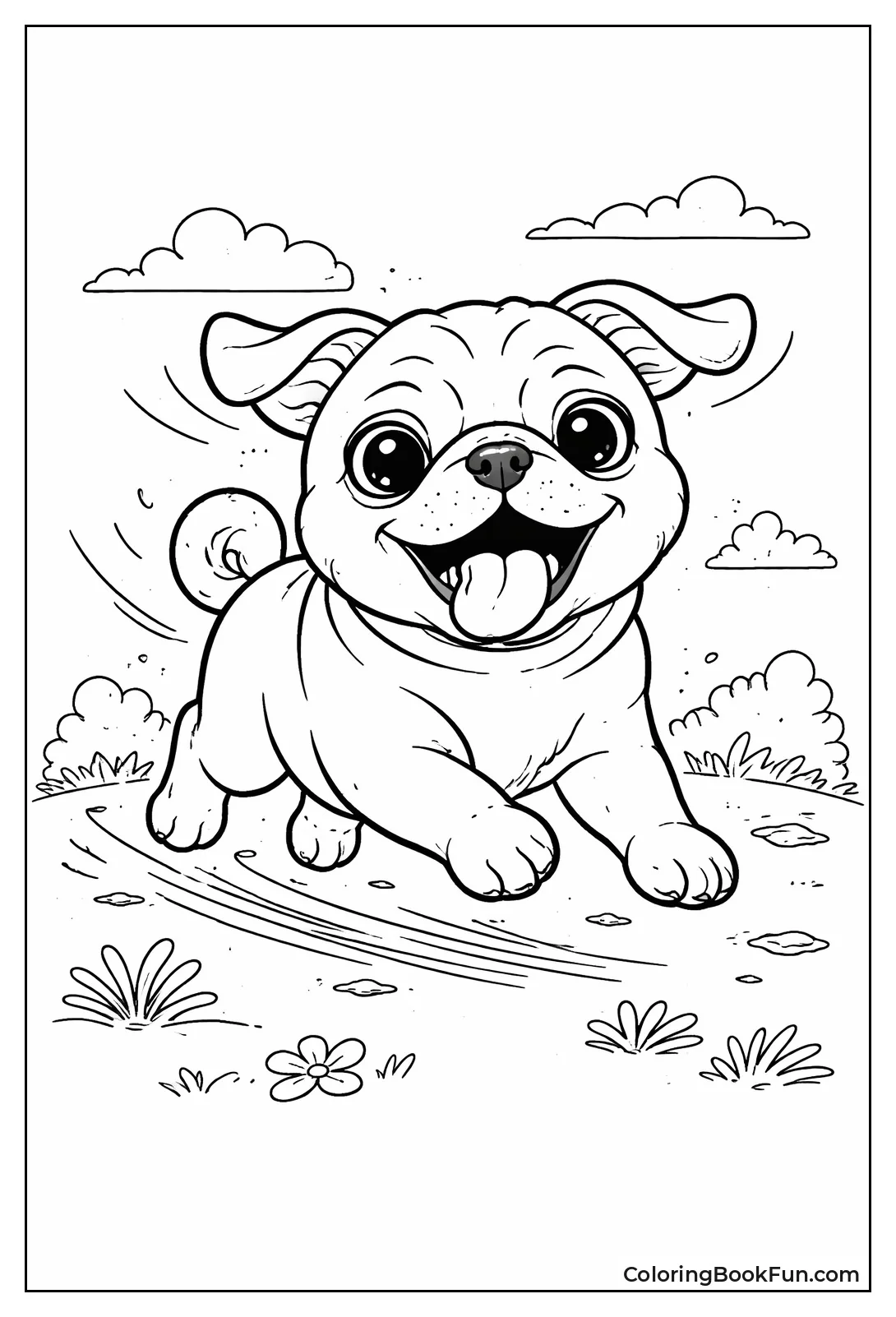 Pug Zooming with Flappy Ears