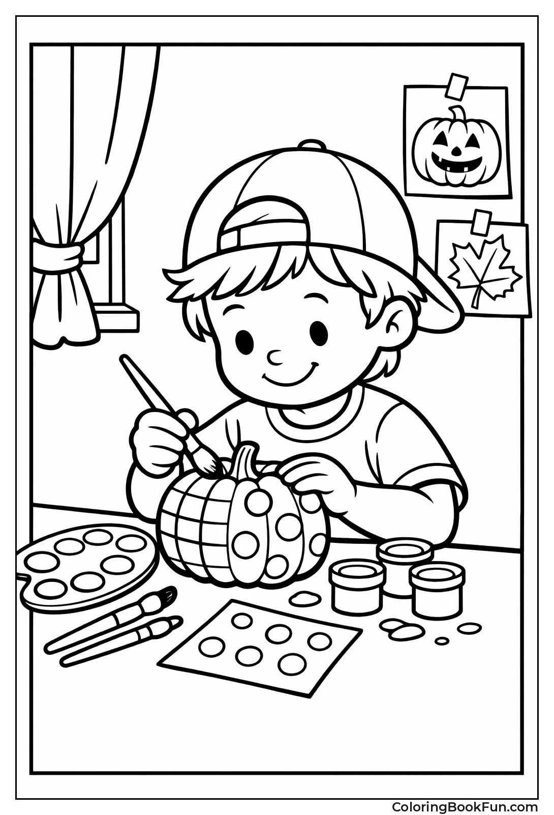 Child Painting White Pumpkin