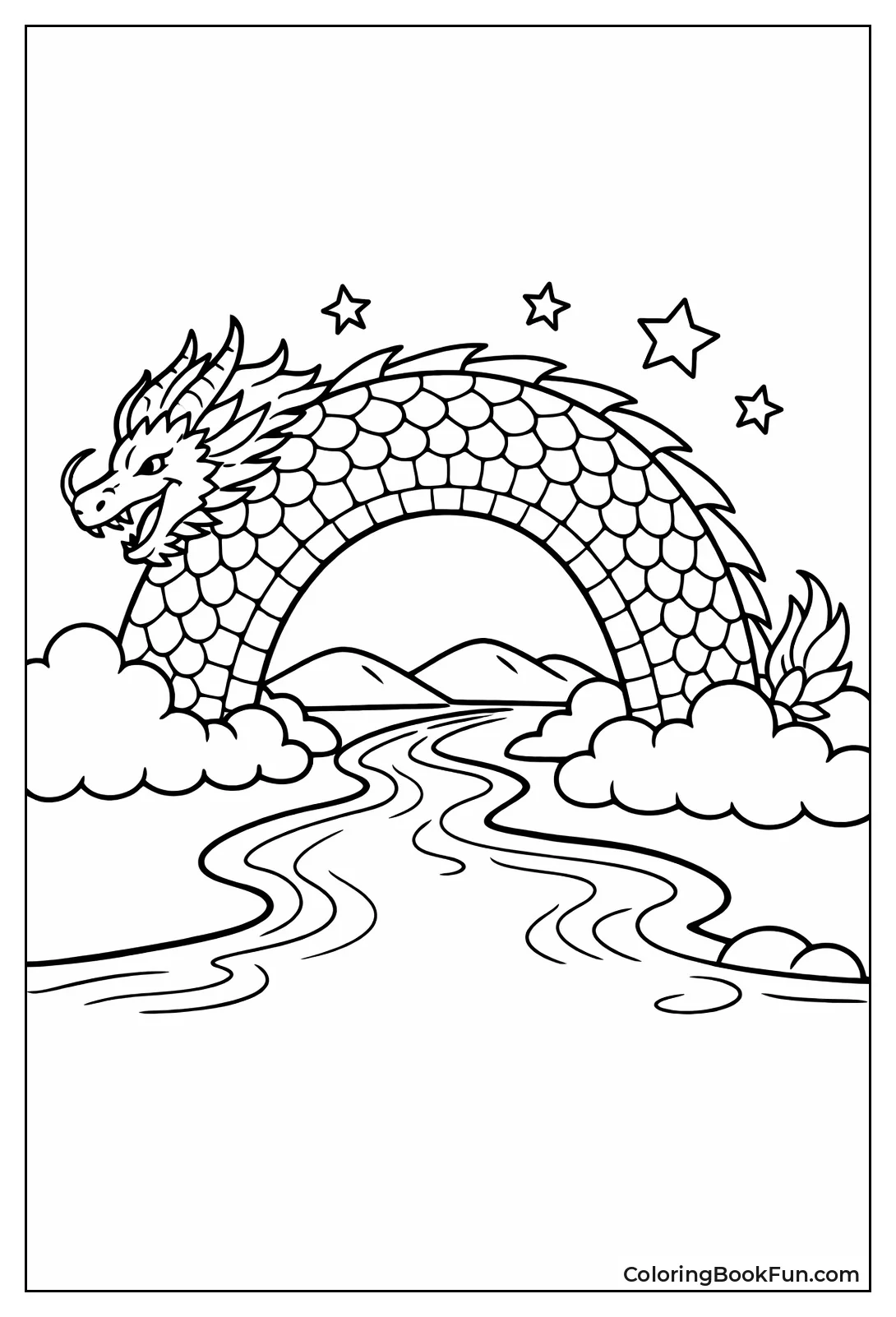 Serpent Forms Rainbow over River