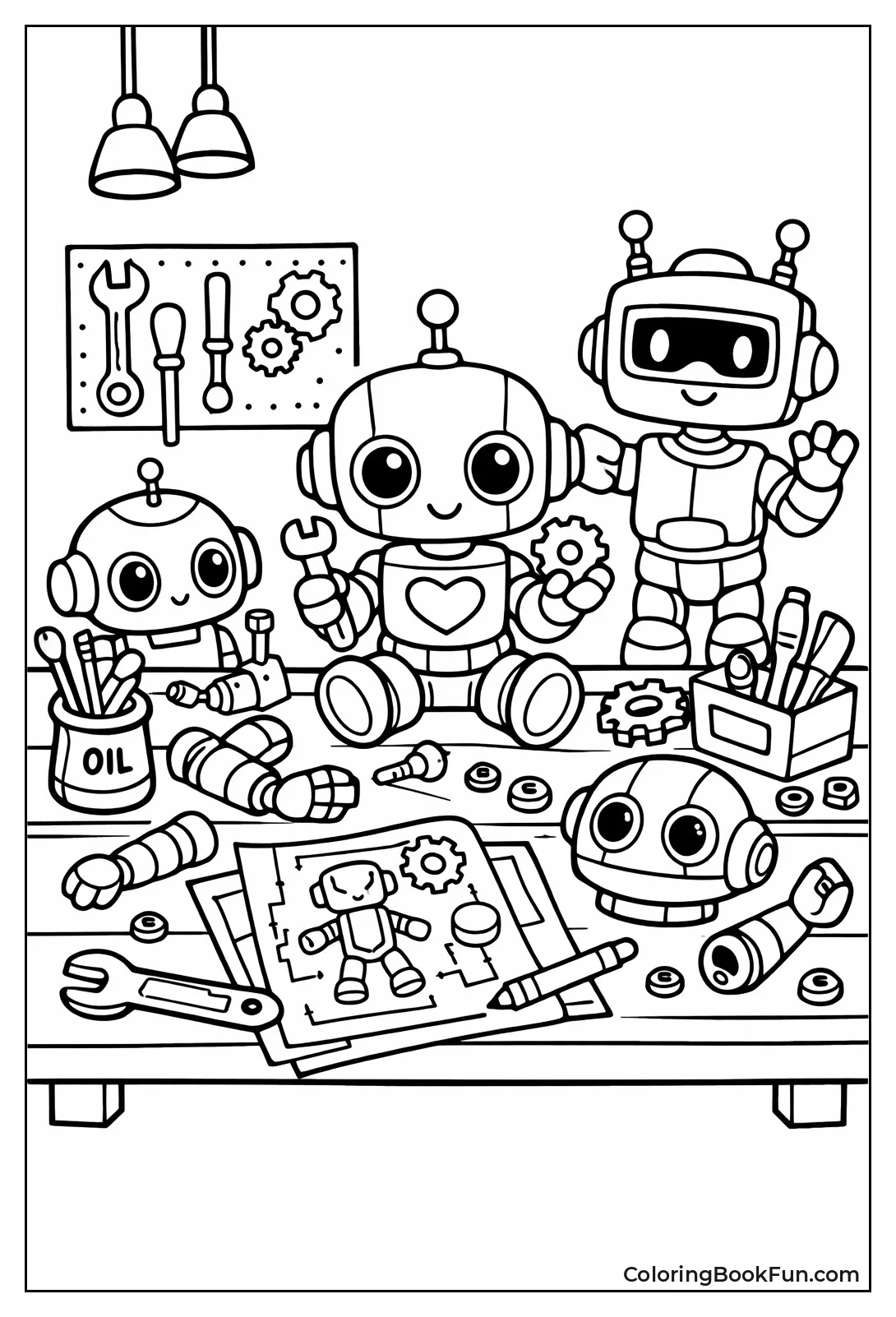 Busy Robot Workshop Bench