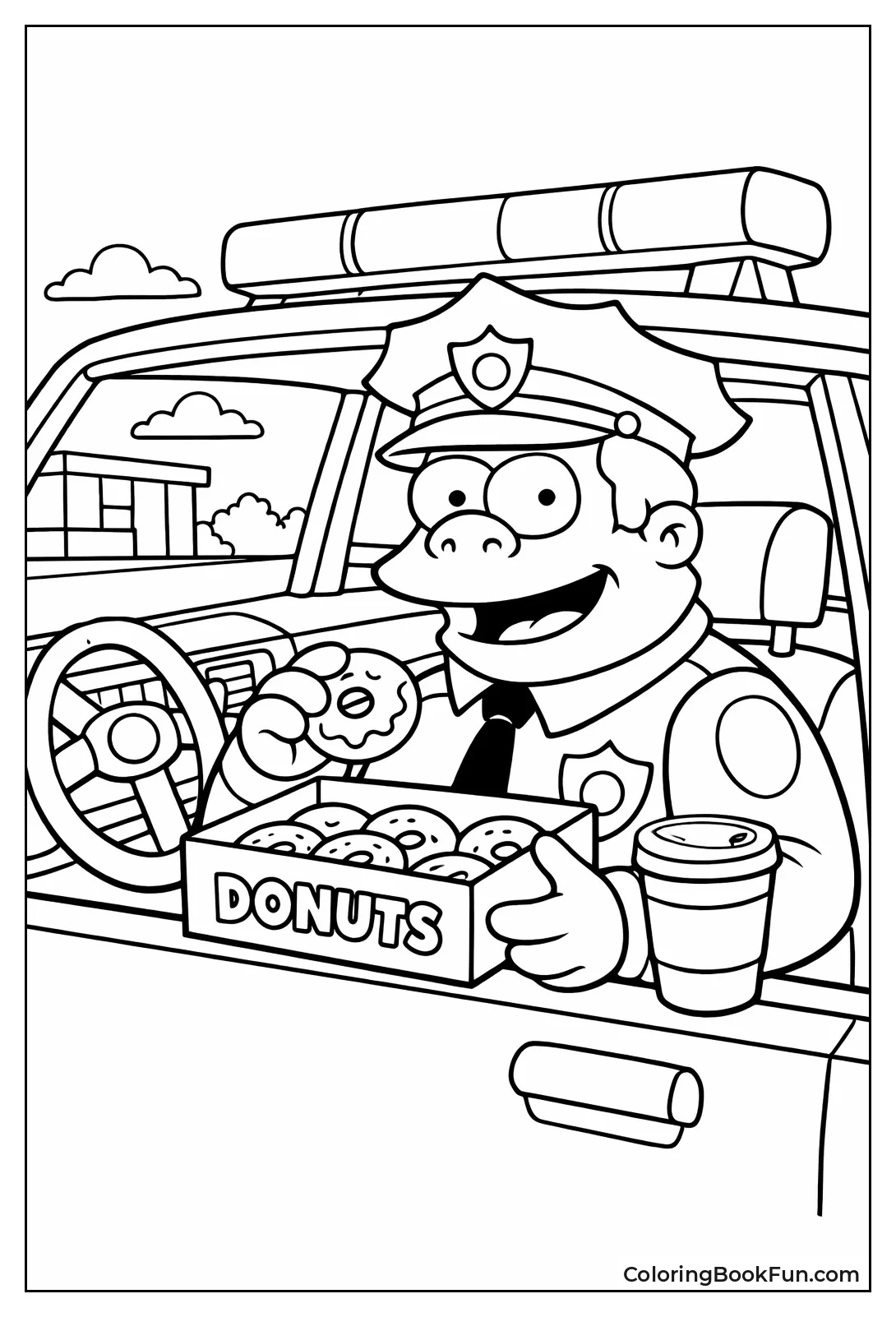 Wiggum Eats Donuts in Cruiser