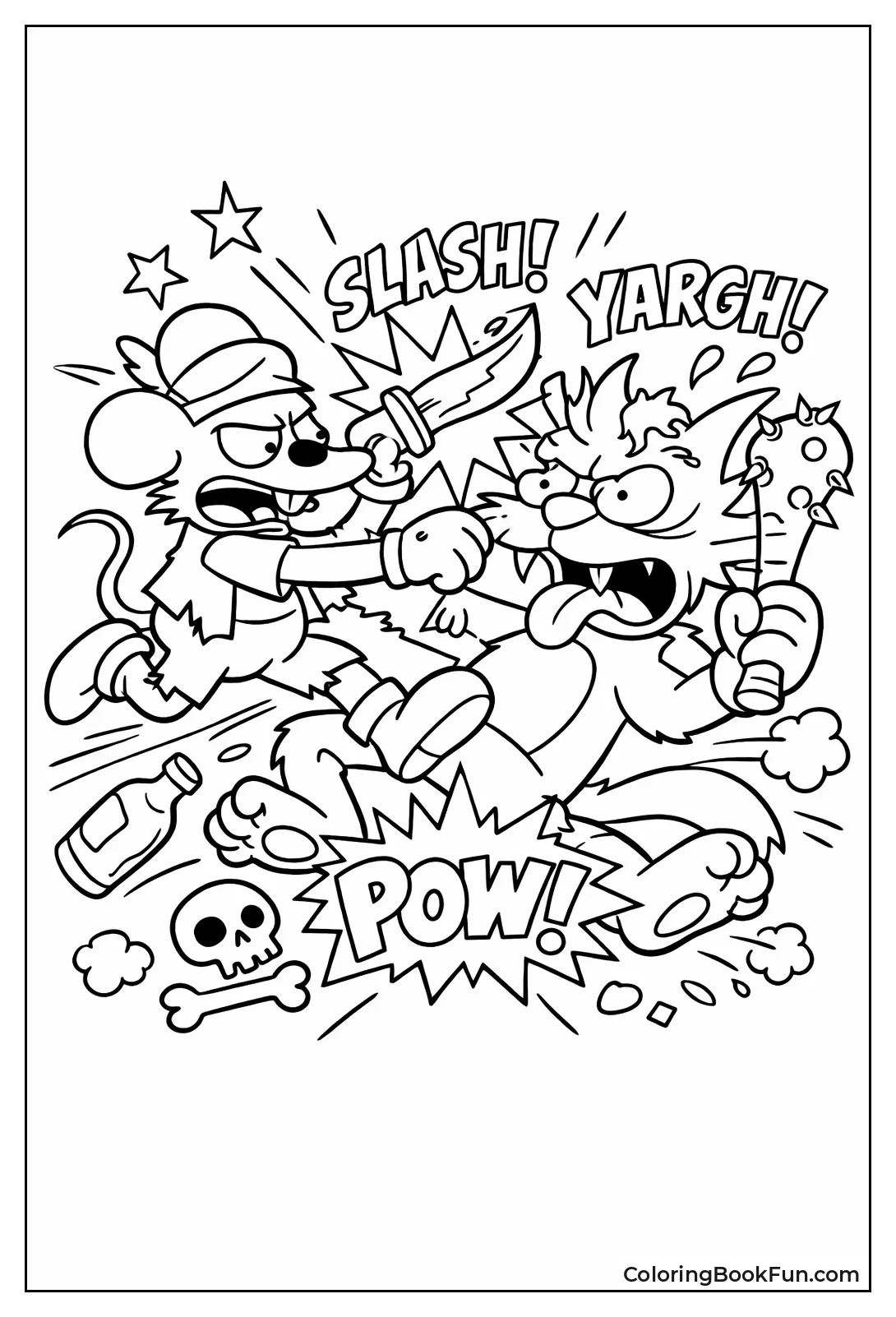 Itchy Battles Scratchy Cat