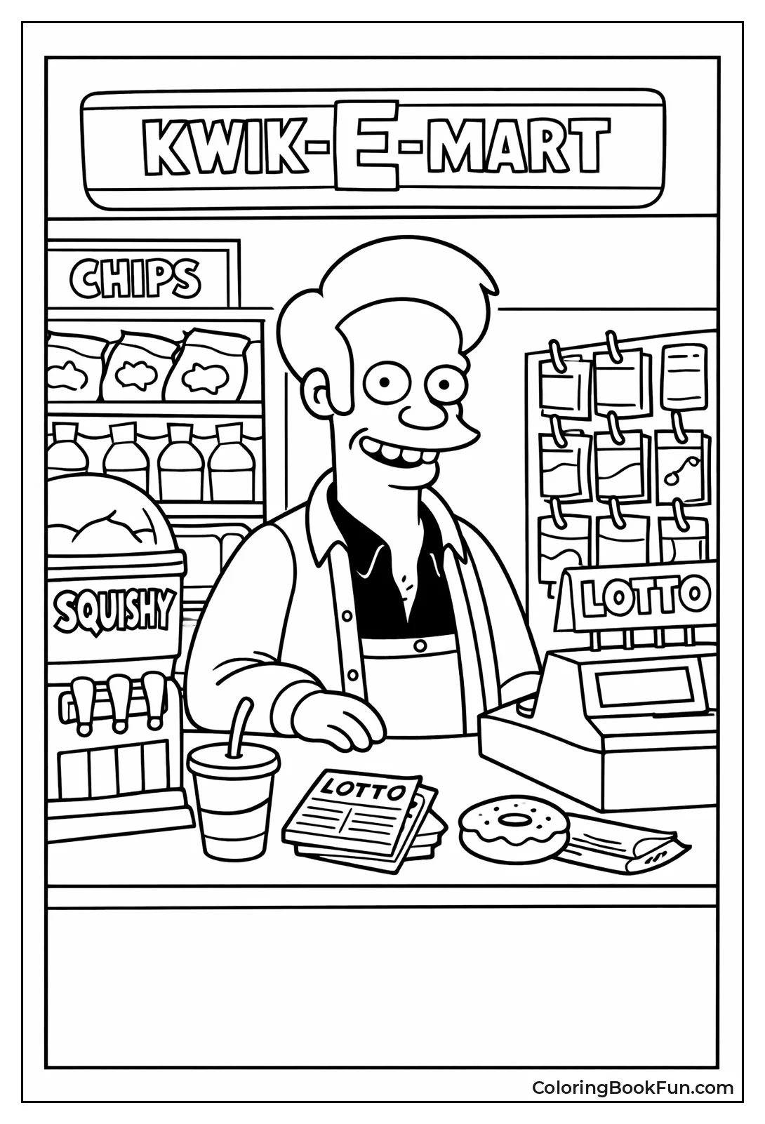 Apu Stands at Kwik-E-Mart Counter
