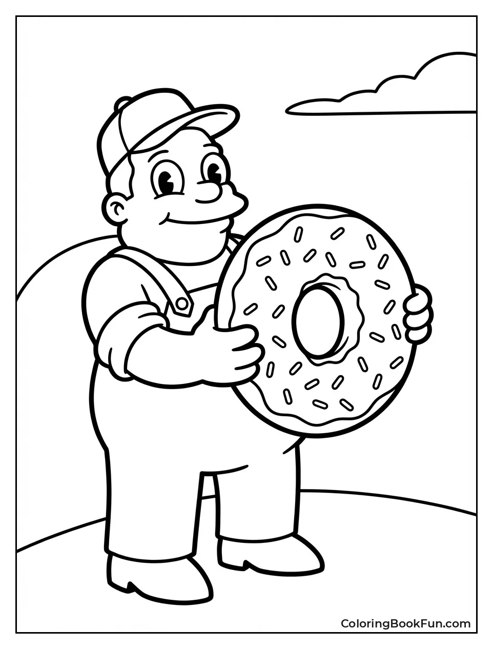Lard Lad Holds Big Donut