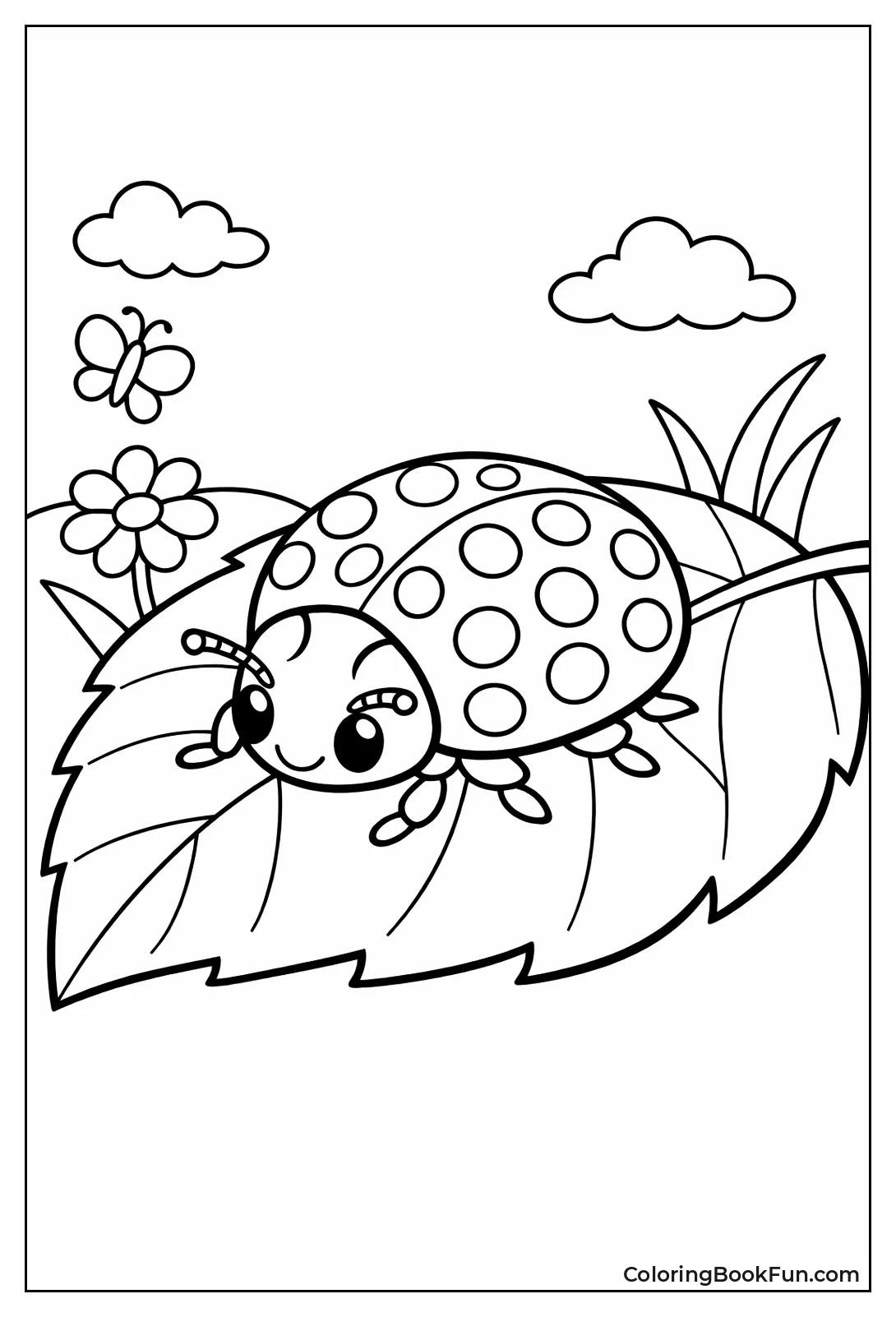 Yellow Spotty Ladybug Leaf