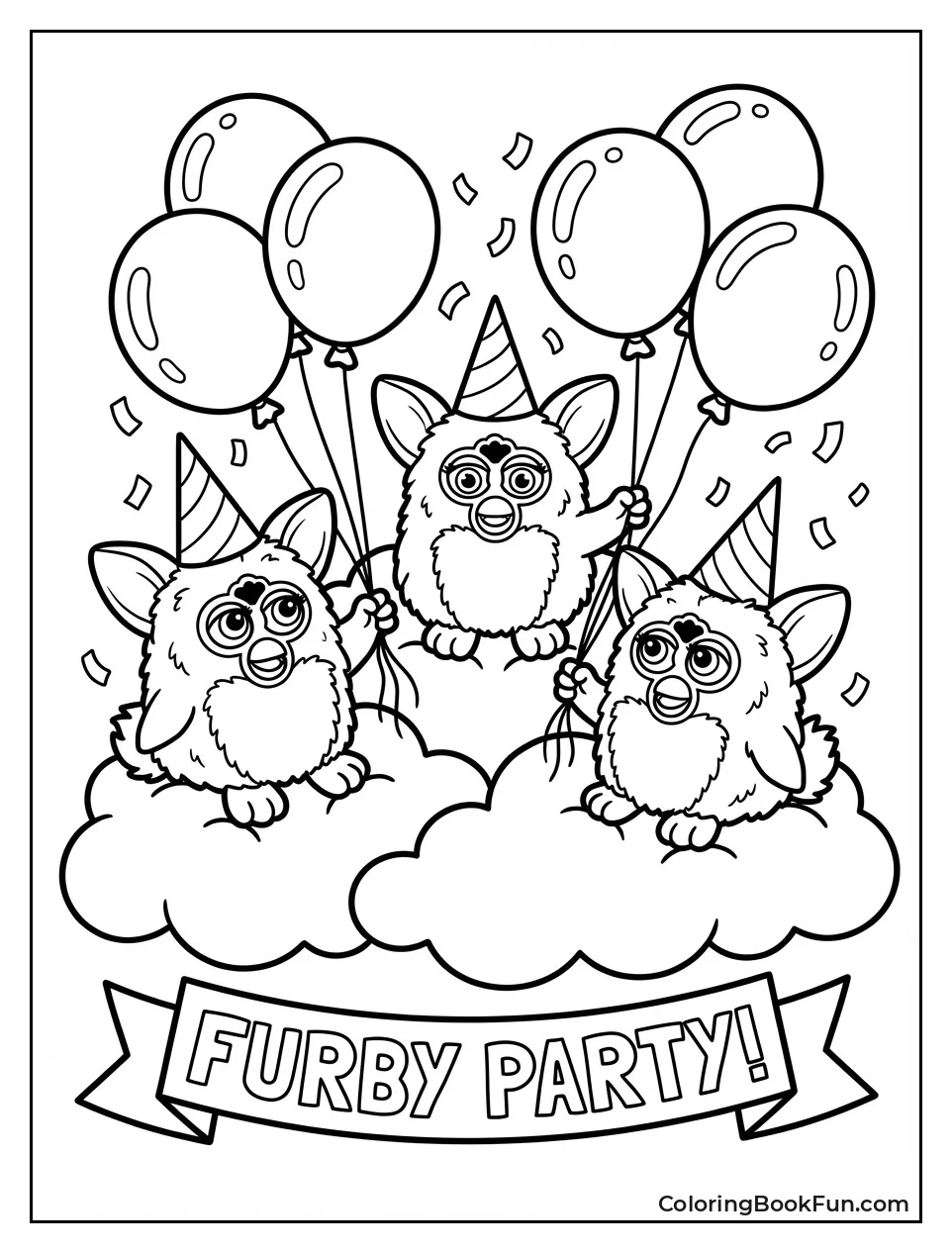 Three Furbys Party Hats