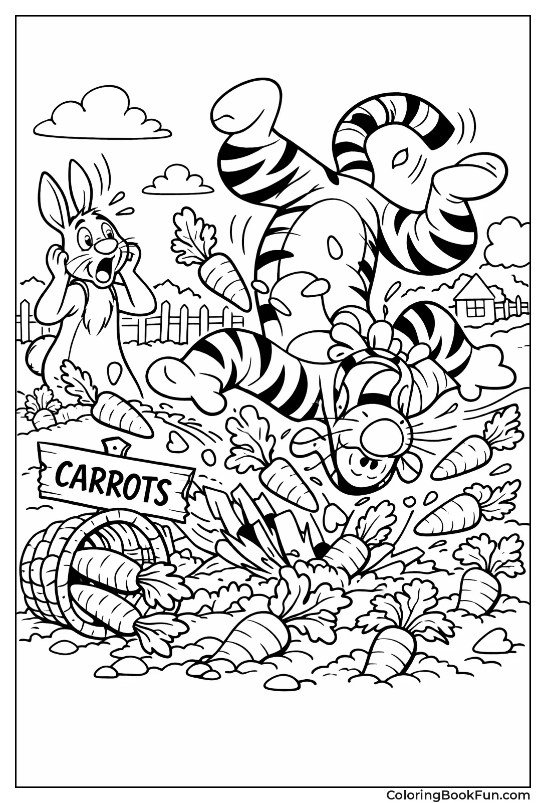 Tigger Bounces Through Carrot Patch