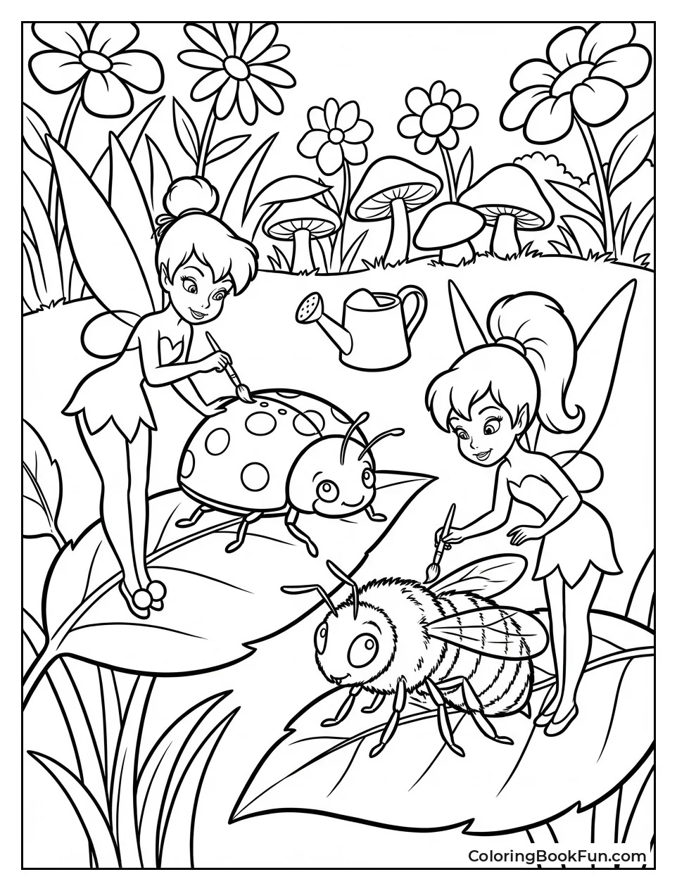 Fairies Painting Ladybugs Bees