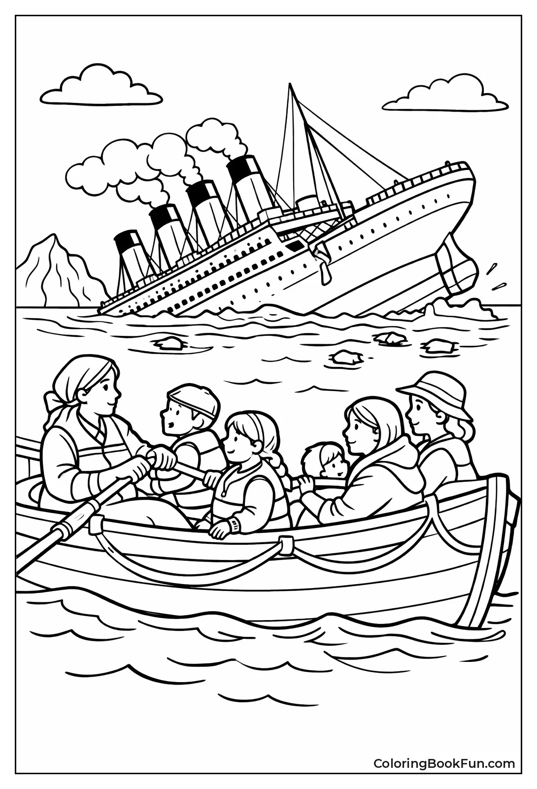 Women Rowing Lifeboat Away