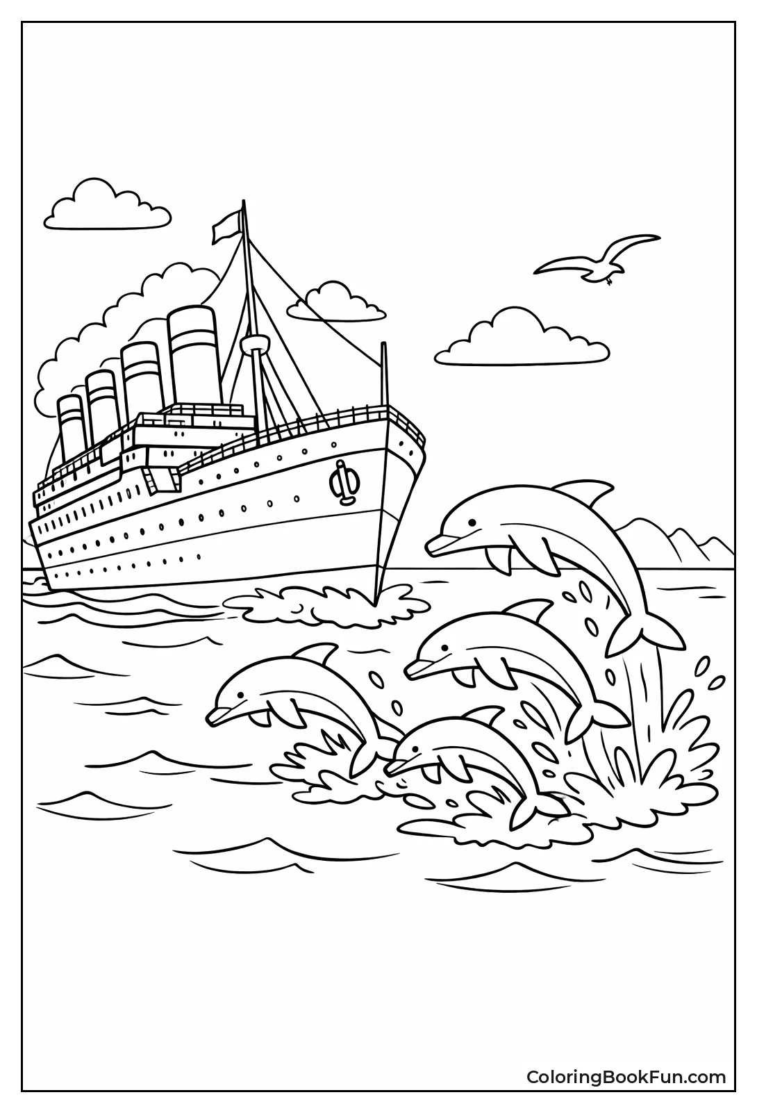 Dolphins Leaping by Ship