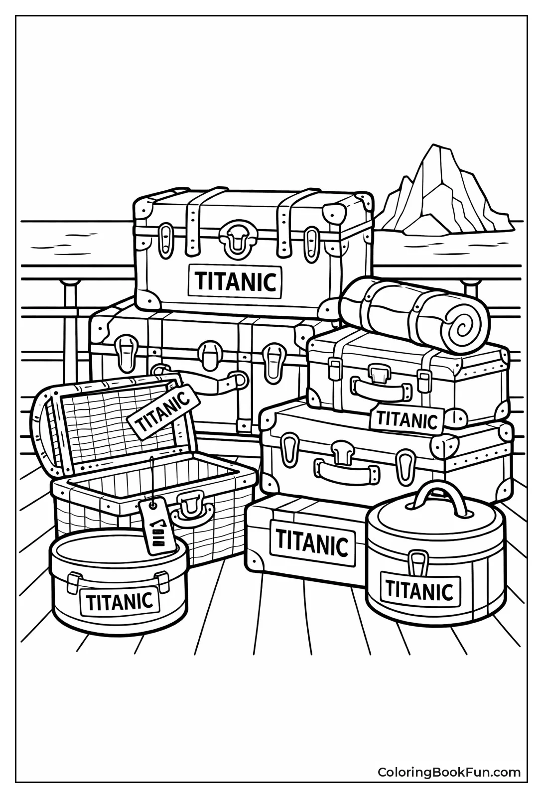 Vintage Titanic Luggage Pile